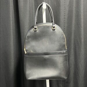 Black Faux Leather Backpack